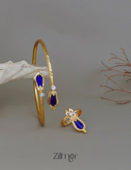 KY1011780- Gold plated Nagapadam Bangle & Ring Combo (color option) 4-Zilmor