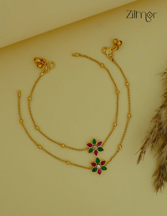 SN1011816- Premium Antique Flower Pair Anklet