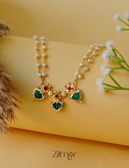 KY1011939- Double Layer Palakka Pendant Pearl choker Necklace 1-Zilmor