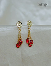 18k Gold plated Designer Semi Precious Stone Hanging Earrings (color option) - ZP1012181