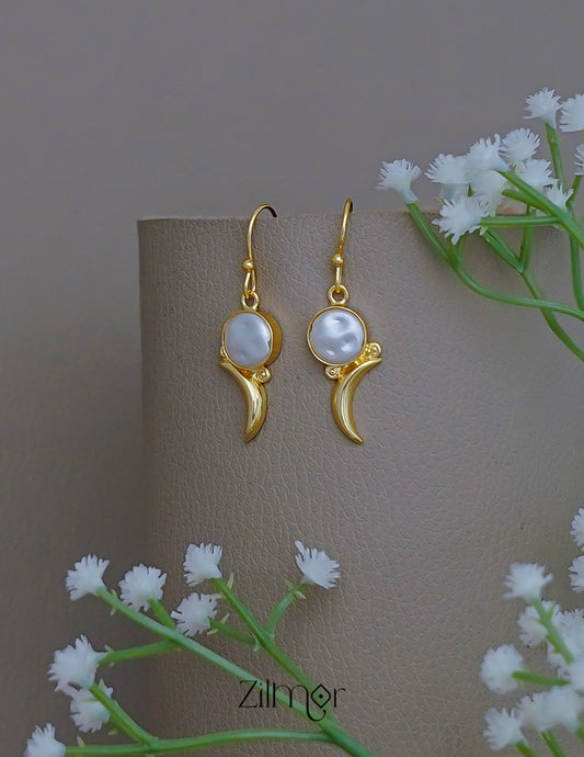 AS1011980- Pearl with Half Moon Hoop Earrings