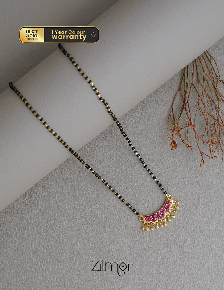 SR100559 - Gold Plated AD Stone Pendant Traditional Mangalsutra Necklace (color option)
