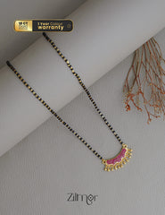 SR100559 - Gold Plated AD Stone Pendant Traditional Mangalsutra Necklace (color option) 1-Zilmor