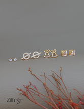 PE1011811 - Gold tone AD Stone Combo stud Earrings 1-Zilmor