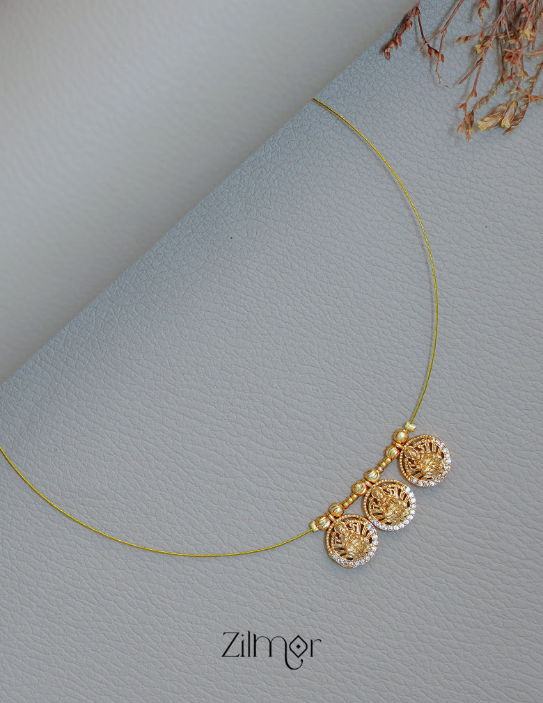 SN1011719 - AD Stone with Hanging Lakshmi Pendant Invisible Necklace 1-Zilmor