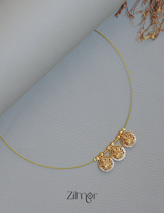 SN1011719 - AD Stone with Hanging Lakshmi Pendant Invisible Necklace 1-Zilmor