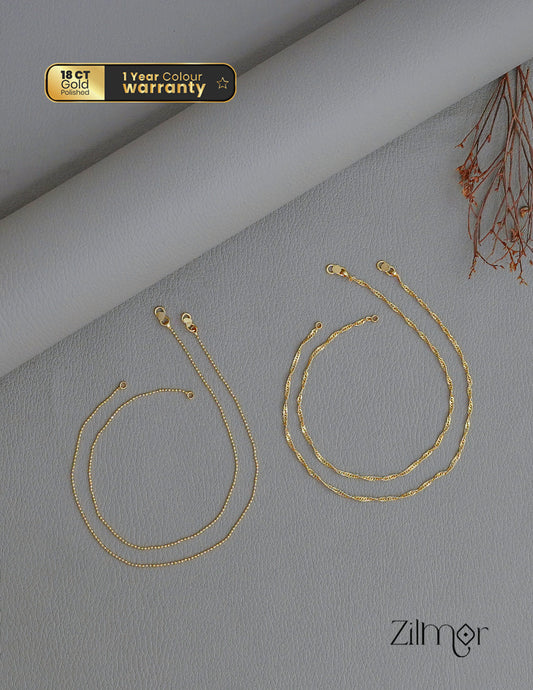 KY1011756 - Gold Tone pair Anklet Combo 1-Zilmor