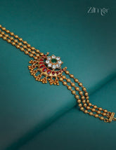 Kemp & Ad Stone pendant with Triple layer Antique Choker Necklace - CL1012252