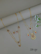 KY1011842 - Antique AD Stone &Lotus Layer Necklace with Earrings Combo 1-Zilmor