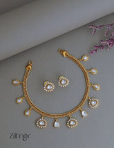 SN1011863- Premium Antique AD Stone Necklace with Earrings 1-Zilmor