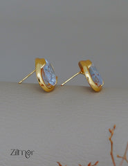 PE1011804 - Gold Tone Oval Aquamarine Stud Earrings 3-Zilmor