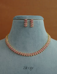 BH100843 - AD Stone Choker Necklace Earrings Set (color option) 3-Zilmor