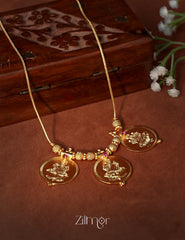 SG1011869 - Gold Tone Kaashu Lakshmi Pendant Chain Necklace 1-Zilmor