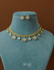 SN1011863- Premium Antique AD Stone Necklace with Earrings 2-Zilmor