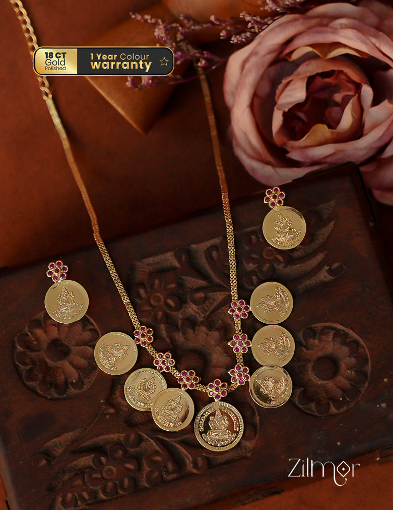 ZS1011922- Gold Tone Kaashu Pendant Necklace Earring Set 1-Zilmor