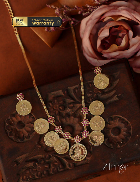 ZS1011922- Gold Tone Kaashu Pendant Necklace Earring Set 1-Zilmor