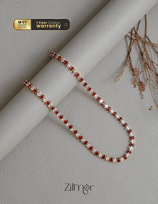 KT1011723 - Anti Tarnish Gold Plated AD Stones Chain Necklace (color option) 2-Zilmor