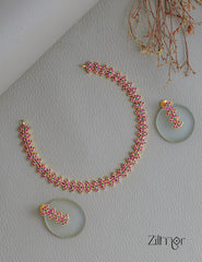 BH100843 - AD Stone Choker Necklace Earrings Set (color option) 4-Zilmor