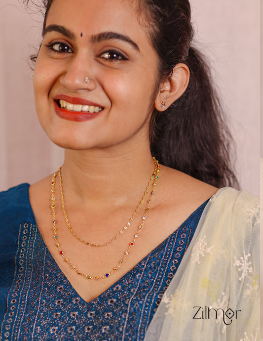 KT1011544 - Gold Tone Semi Precious stone Layered Necklace 1-Zilmor