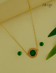 18k Goldplated Palakka Round Pendant choker Earring Set (color option) - KY1012206