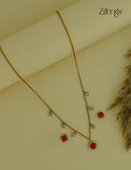 Antique AD Stone Necklace Earring Set (color option) - KA1012203