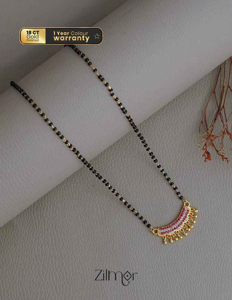 SR100559 - Gold Plated AD Stone Pendant Traditional Mangalsutra Necklace (color option)