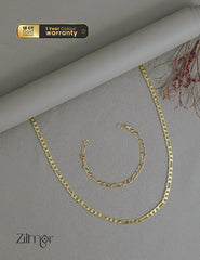KY1011766- Anti Tarnish Figaro Link Chain Necklace & Gold Toned Link Chain  Bracelet Combo 1-Zilmor