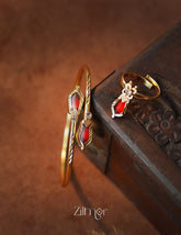 KY1011780- Gold plated Nagapadam Bangle & Ring Combo (color option) 1-Zilmor