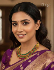 Kemp Stone with Multi layer Peacock Antique Choker Necklace - CL1012255