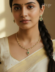 Antique AD Stone Necklace Earring Set (color option)-SN1012162