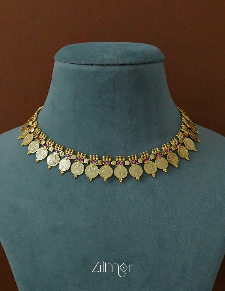 ZS1011924- Gold Tone AD Stone Kaashu Lakshmi Necklace 3-Zilmor