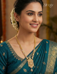 Gold Plated AD Stone Long Bridal Necklace - CL1012263