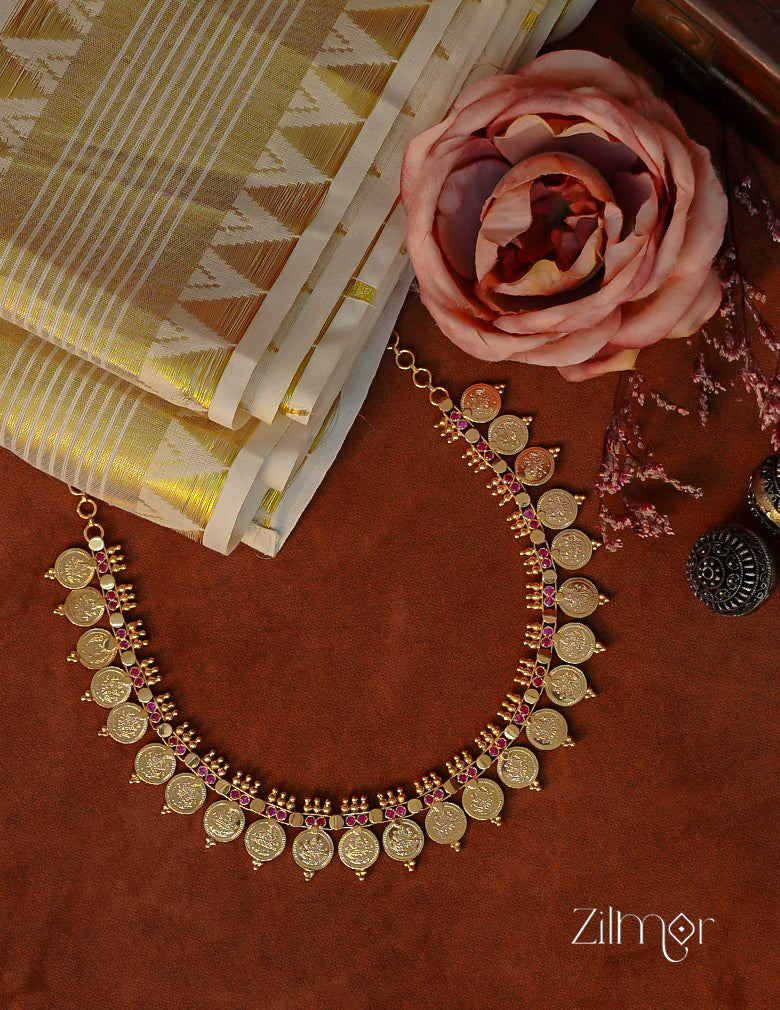ZS1011924- Gold Tone AD Stone Kaashu Lakshmi Necklace 1-Zilmor