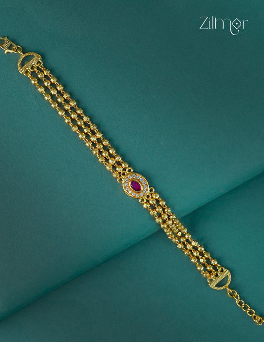 18k Gold Plated Anti-Tarnish AD Stone Pendant with Triple layer Bracelet - CL1012312