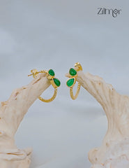 18k Gold plated Handmade Gem Stone Hoop Earrings – (color option) - Anti Tarnish - ZP1012172