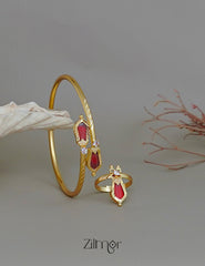 KY1011780- Gold plated Nagapadam Bangle & Ring Combo (color option) 2-Zilmor