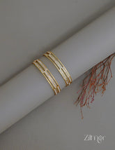 KF101630 - Gold Plated Stone bangle (pair) 1-Zilmor