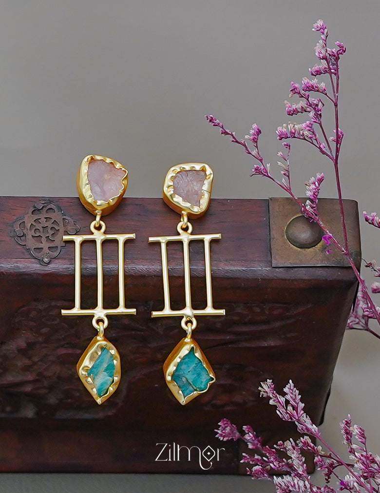 ZA1011881 - Natural Raw Stone Earring 4-Zilmor