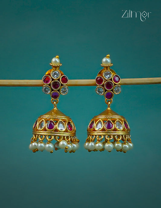 Ad & Kemp Stone Pearl Jumkha Earrings - CL1012309