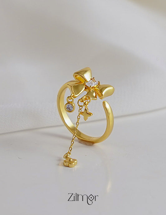 ZH1011738 - AD Stone Ribbon Anti Tarnish Ring 2-Zilmor