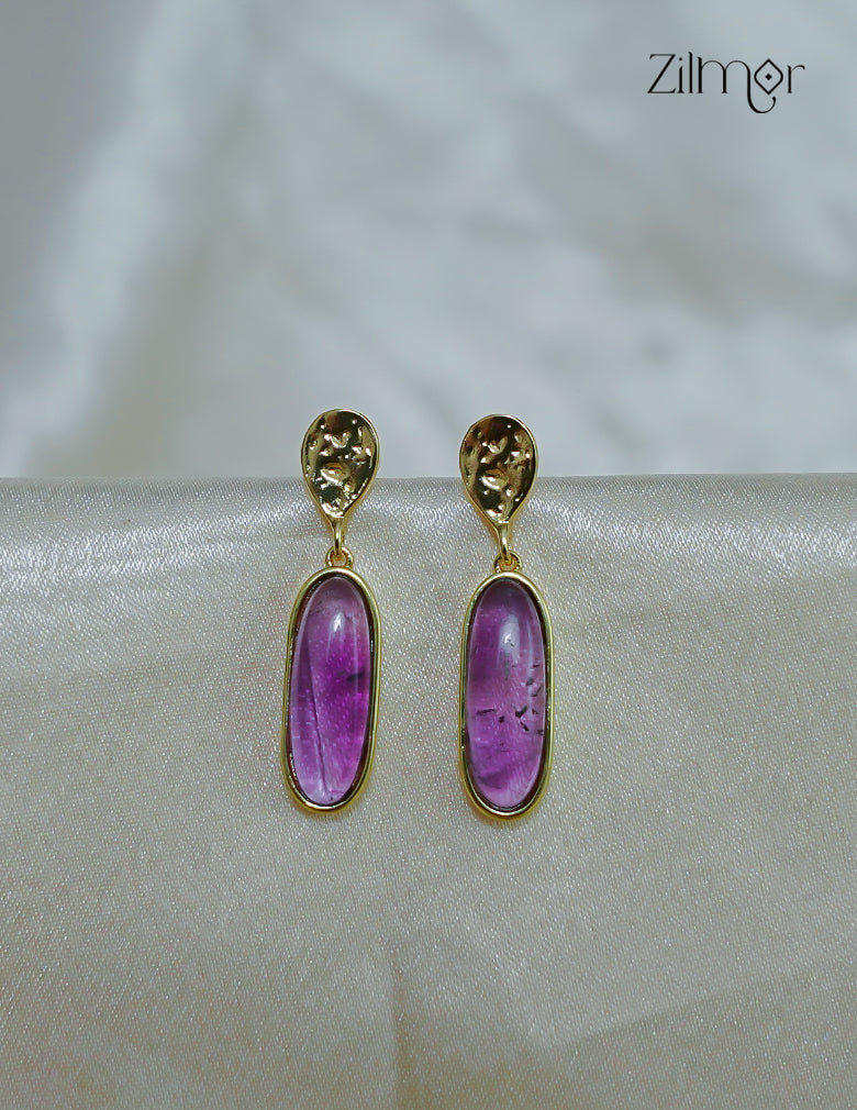 18K Gold Plated Designer Glossy Stone Hanging Earrings (color option) - ZP1012182