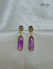 18K Gold Plated Designer Glossy Stone Hanging Earrings (color option) - ZP1012182