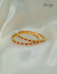 18k Gold Plated Anti-Tarnish AD stone Bangle (Pair) - CL1012220