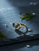 18K Gold Plated Handmade Stone with Half Moon Adjustable Ring – Anti-Tarnish - ZP1012171