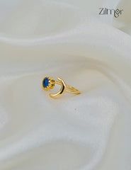 18K Gold Plated Handmade Stone with Half Moon Adjustable Ring – Anti-Tarnish - ZP1012171