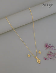 18k Gold Plated Anti-Tarnish Simple Necklace Earring Set - CL1012228