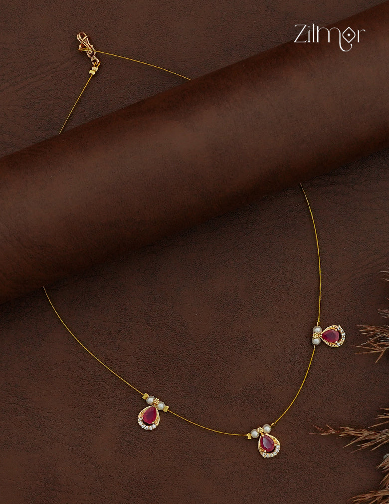 SN1011677- AD Stone with Pearl Pendant Hanging Invisible Necklace (color option)