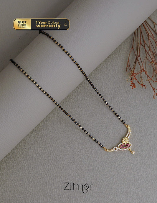 SR100560 - Gold Plated AD Stone Pendant Traditional Mangalsutra Necklace 1-Zilmor