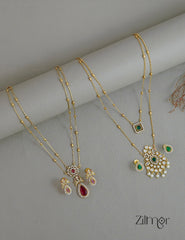 KY1011752- Premium Antique AD Stone Double Layer Long Necklace with Earrings Combo 1-Zilmor