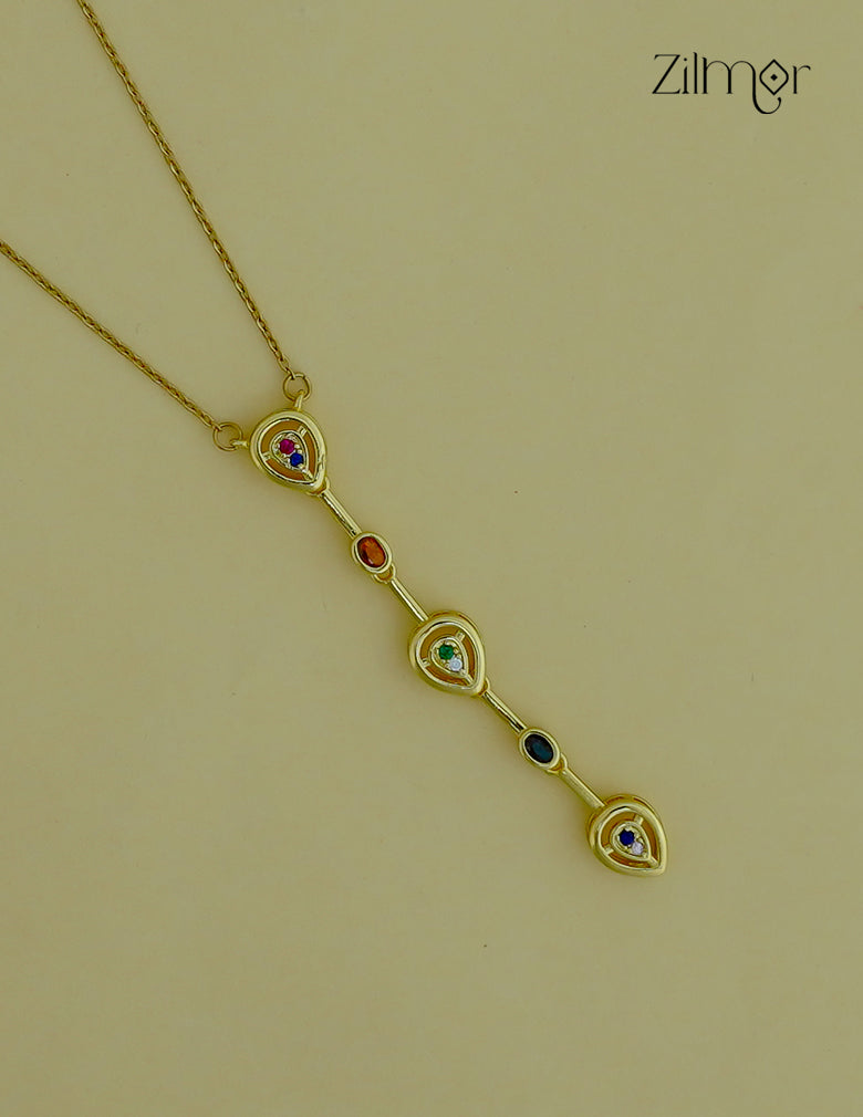 Anti Tarnish Multi color Pendant Simple Necklace-ZF1012139